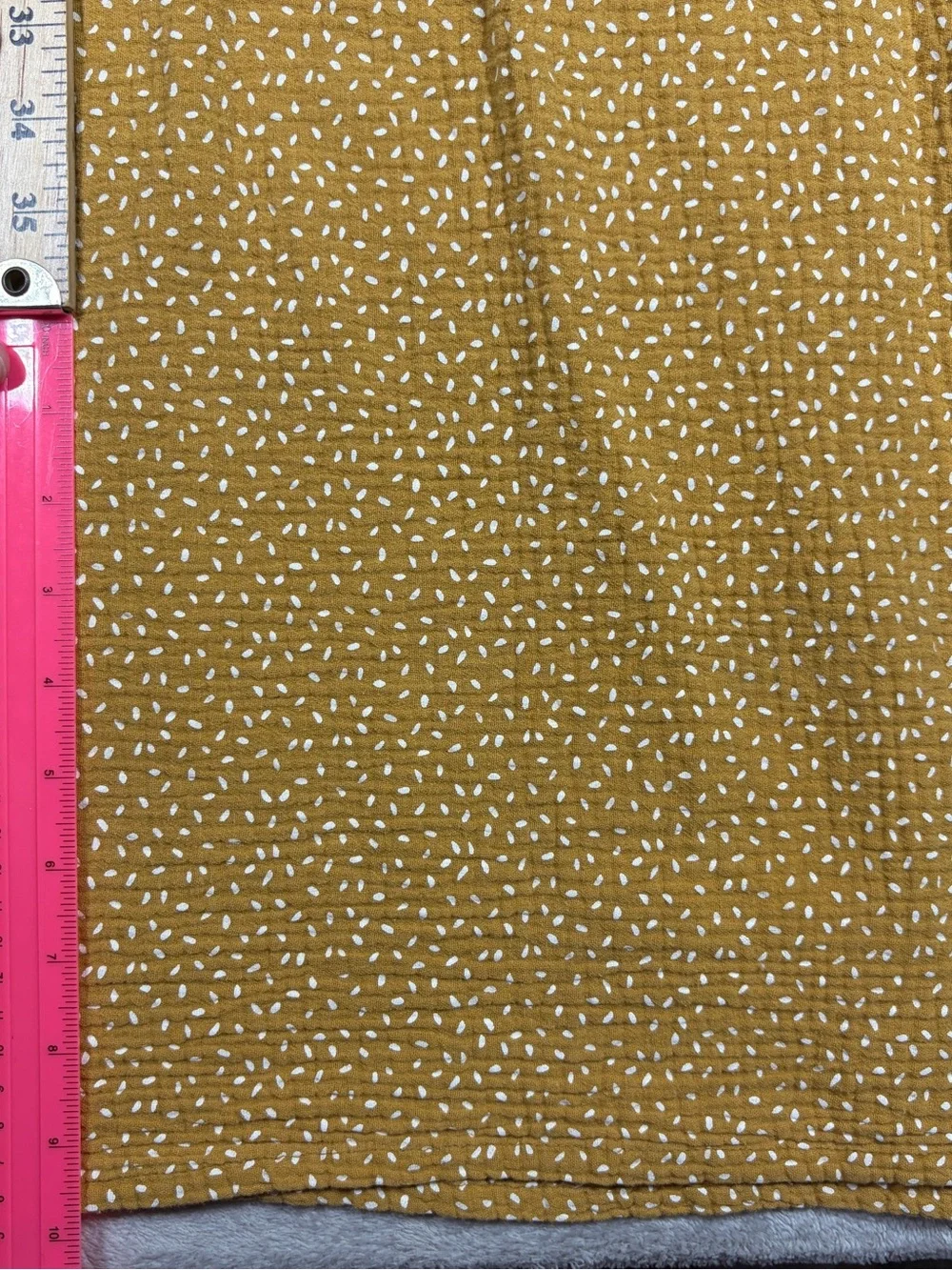 Rylee + Cru Mustard Yellow White Abstract Dot Gauzy 100% Cotton Blanket